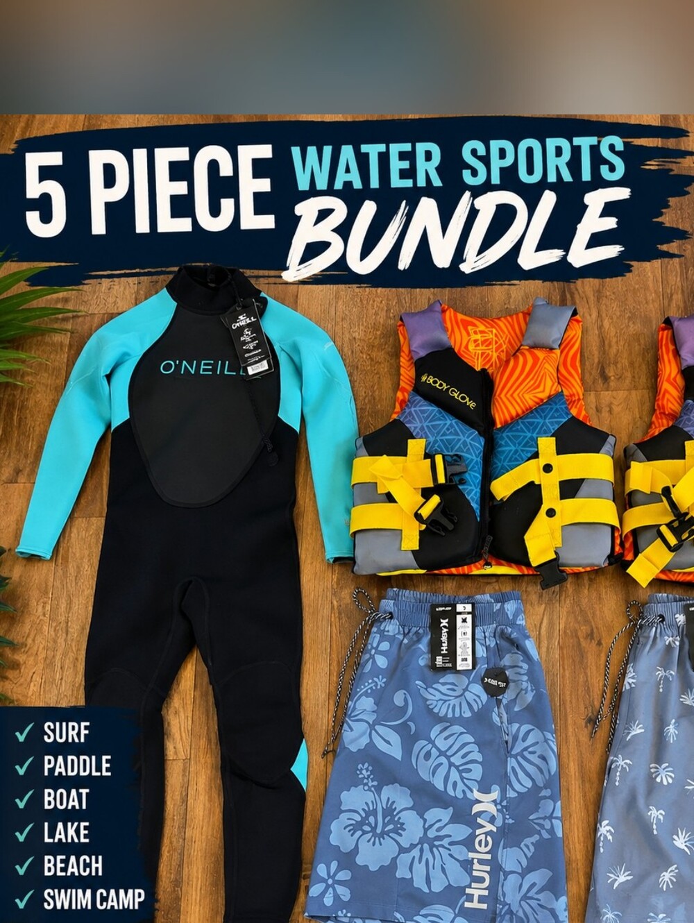 🏄 5-PIECE WATER SPORTS BUNDLE — ALL 5 ITEMS INCLUDED!